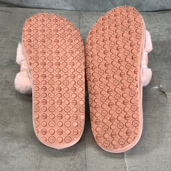 PUMA Women's Lotus-Puma White Faux-Fur Fluff Remix Slide Slippers SZ 5 - Picture 9 of 10